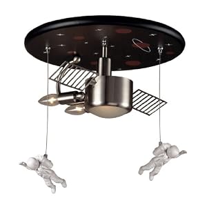 Elk 5089/3 3-Light Astronaut Flush Mount In Satin Nickel