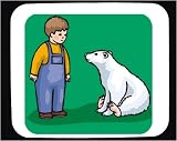 Decorated Mouse Pad with male, animals, body, individuals, individual, humans, bear-cub, person, human, boy, persons, carnivore, people, child, bear, animal, cub