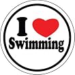 BaySix I Heart Swimming Round Decal