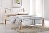 Birlea Tetras 4ft6 Beech & Silver Metal Bed Frame