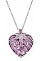 Handmade sterling silver heart pendant necklace with plique-a-jour hand enameling and pink sapphire accents
