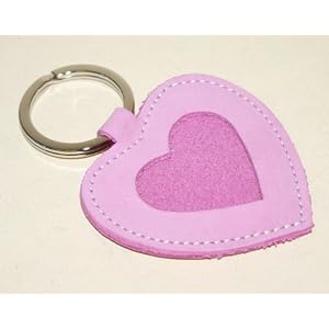 Pink Leather Heart Keyring with Photo Frame