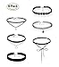 6 Pcs Black Velvet Choker Chain Necklace for Women Girls Lace Choker Gothic Tattoo Collar Necklace Pearl Pendant