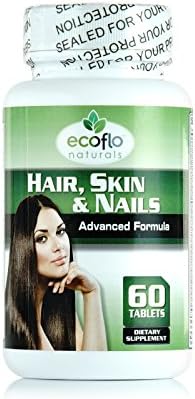 Ecoflo Naturals - Grow Hair Skin and Nails While Boosting Metabolism Naturally (Advance Formula) 60 Tablets | Non-GMO | 5000 mcg Biotin and Collagen | GMP Certified