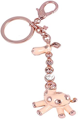 Viennois 14k Gold-plated Swarovski brown Crystal and Rhinestone Cute glaze Giraffe Gift Keychain