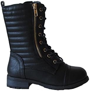 Miriam 85K Little Girls Mid Calf Quilted Leatherette Two Zipper Comfort Riding Boots Black 11