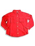 Wild Mango - Boys Long Sleeved Poplin Button Down Shirt, Brick Red