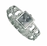 Elle Women's Sterling Silver Open Square Link Bracelet Watch #SW2831JS