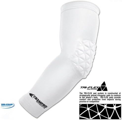 TRI-FLEX Arm Sleeve with Elbow Padding in 4 Colors and All Sizes White Size Youth