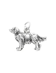 Sterling Silver Three Dimensional Golden Retriever Dog Charm