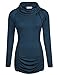 Ninedaily Women Tops Knot Cowl Neck Ruched Front Long Sleeve Tunic Shirt