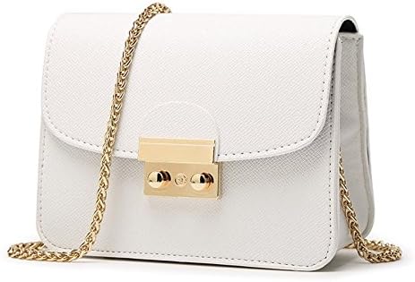 Moomsun Women Chain Leather Crossbody Bag Shoulder Handbags Satchel Purses (White)