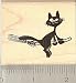 Smiling Black Cat on Broom Rubber Stamp - Wood Mounted