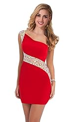 One Shoulder Beaded Crystal Crystals Sheath Short Evening Dress/Homecoming Dress/Prom Dress/Party Dress/Wedding Dress 