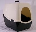 Bill' Cat Litter Tray Toilet With Hood - Black/Cream
