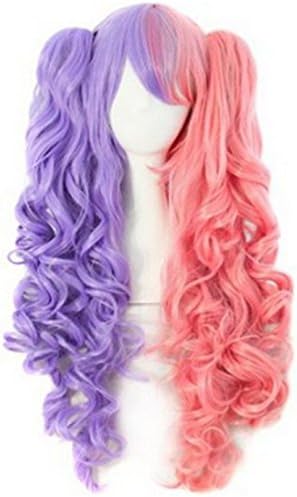 Lolita Ponytails Long Curly Party Cosplay Wigs (Purple / deep pink)