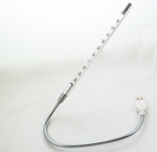 LightingCraft Mini 10 LED USB Highlight Lamp Stick Light/Nightlight Bendable Cord Aluminum Material Chromium Metal Color Suit for Notebook Desktop Computers-Black/Blue/Golden/Silver/Purple/Red