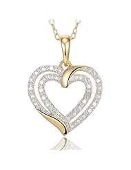 18k Gold Over Sterling Silver and Diamond Accent Sensuous Heart Pendant