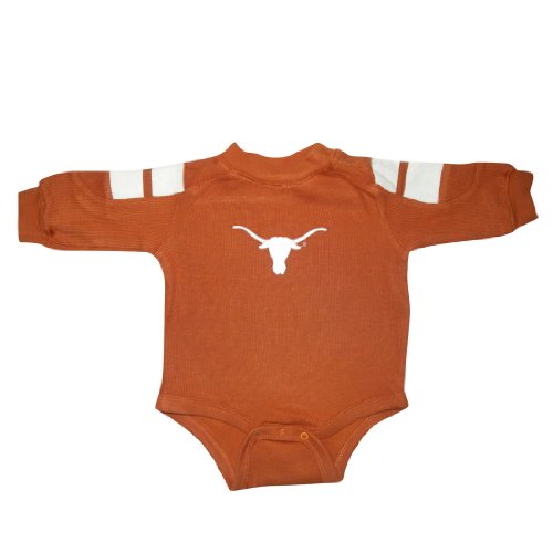 NCAA Texas Longhorns Baby / Infant One-Piece Bodysuit / Romper / Onesie with Embroidered Logo - Brown & White (Size: 6-9)