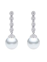 PremiumPearl 9-13MM AAA Quality South Sea Pearl Earrings 18K Gold & Diamonds