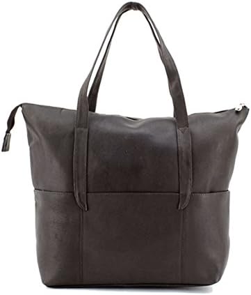 Leather Pocket Tote Handbag (Brown)