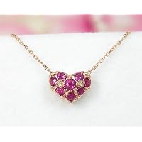 7月の誕生石 K10PG ルビー ハートパヴェ プチネックレス