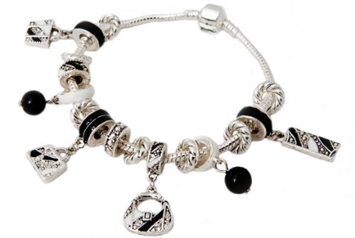 Armband in Silber mit 15 farbigen Metall Beads ca.21 cm Beads