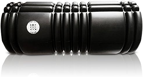 BEST Portable red or black foam roller (13 x 5.5 in) by SweatGear, most effective at targeting muscles and pain. Use for fitness, sports, stretching, gym, crossfit, feel better today! (Black)