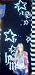 Hannah Montana: Reversible Winter Scarf by Disney - Long, black knit scarf with white stars logo design & photo of Miley Cyrus as HM and reverse has a Black & White striped pattern- Girls One Size