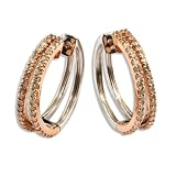 14k White and Rose Pink Gold Hoop Huggies Diamond Earrings (HI, SI-I, 1.00 carat)