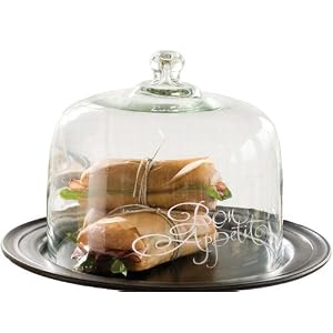 America Retold Glass Cloche Etched with Bon Appetit by America Retold