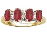 1.46 cts Genuine 4 Stone Ruby and Diamond Ring - 14kt White or Yellow Gold