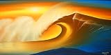 バリアート 絵画 LL 横 Big Wave in Sunｓet  額横約92.5cmｘ縦52.5cm アジアン雑貨 BIG WAVE