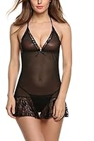 Avidlove Women's Sexy Lingerie Lace Mesh Chemise Halter Babydoll
