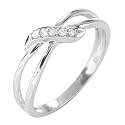 9ct White Gold Ladies Diamond Cross Band Ring