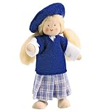 Kathe Kruse International Dollhouse Doll with Flexible Wire Bodies and Big Wooden Feet, French Doll