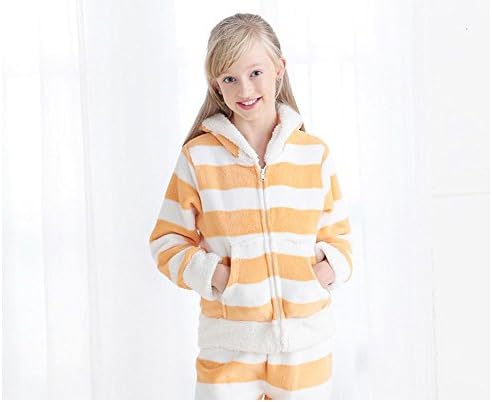 Tinswear Kids Thermal Nightgown Coral Fleece Pajama for Girls 130cm Orange