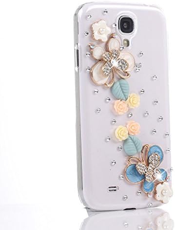 Happy Hours® Delicate Sparkles Bling Glitter Transparent Hard PC Case Cover For Samsung Galaxy S4 IV i9500 Bougainvillea
