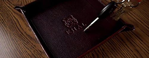 Genuine Leather Tray with Corner Buttons for Easy Storage in Black and Brown (Black)