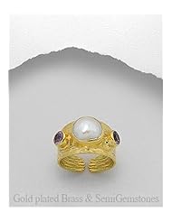 Fresh Water Pearls Ring In Brass