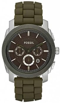 Fossil #FS4597 Men's Machine Silicone Strap Gun Metal Dial Analog Chronograph Watch