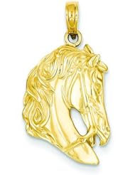 14K Yellow Gold Horse Head Charm Equestrian Pendant