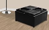 New Leather Ottoman With 4 Traytops Storage Coffee Table Sofa Black Leather Furniture