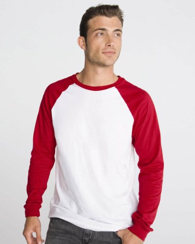 Canvas Long Sleeve Raglan Hawthorne Baseball T-Shirt, White/ Canvas Red , Large On Sale