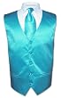 Men's TURQUOISE / AQUA BLUE Dress Vest and NeckTie Set for Suit or Tuxedo