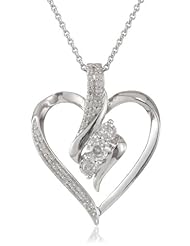 Sterling Silver Diamond Heart Pendant Necklace (1/4 cttw, I-J Color, I2-I3 Clarity), 18"