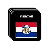 US State Flag - EVERTON, Missouri (MO) Set of 4 Mini-Mousepad Coasters