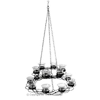 15 Glass Votive Candle Holder Hanging 2-tier Chandelier