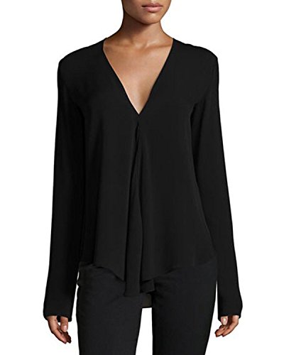 HIMONE Women's Blouses V Neck Long Sleeve Loose Blouse Shirts Tops