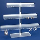 White Acrylic Tree T-Bar 60 Pair Earring Display Stand